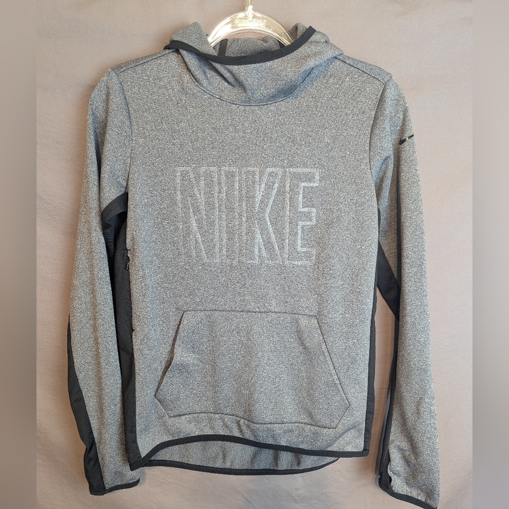 Nike Small Therma-Fit Pullover Hoodie Gray Black Hidden Zipper